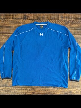 Under Armour Fleece Coldgear Blue Sweater Long Sleeve T-Shirt Mens Medium